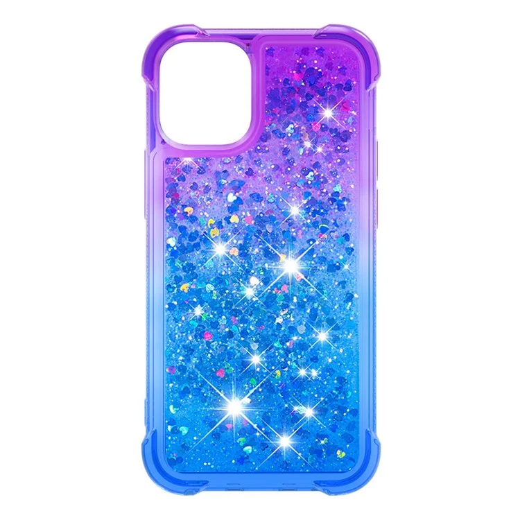 Gradient Quicksand Series Sparkle Liquid Waterfall Luxury TPU Bumper Case for iPhone 13 Pro Max 6.7 inch - Purple/Blue