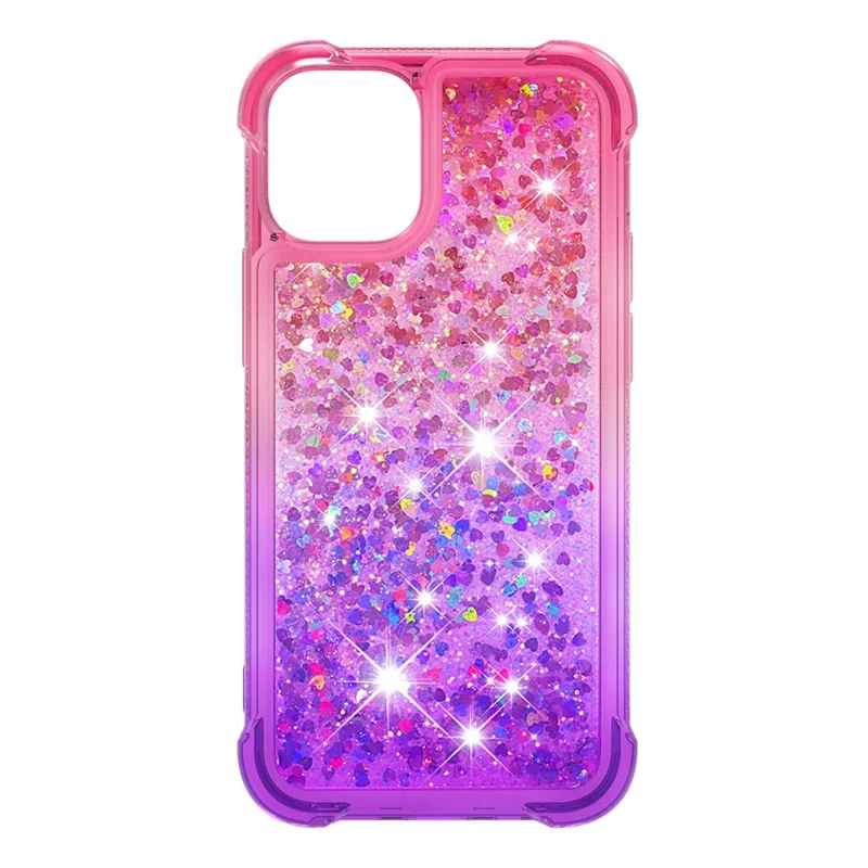 Gradient Quicksand Series Sparkle Liquid Waterfall Luxury TPU Bumper Case for iPhone 13 Pro Max 6.7 inch - Pink/Purple