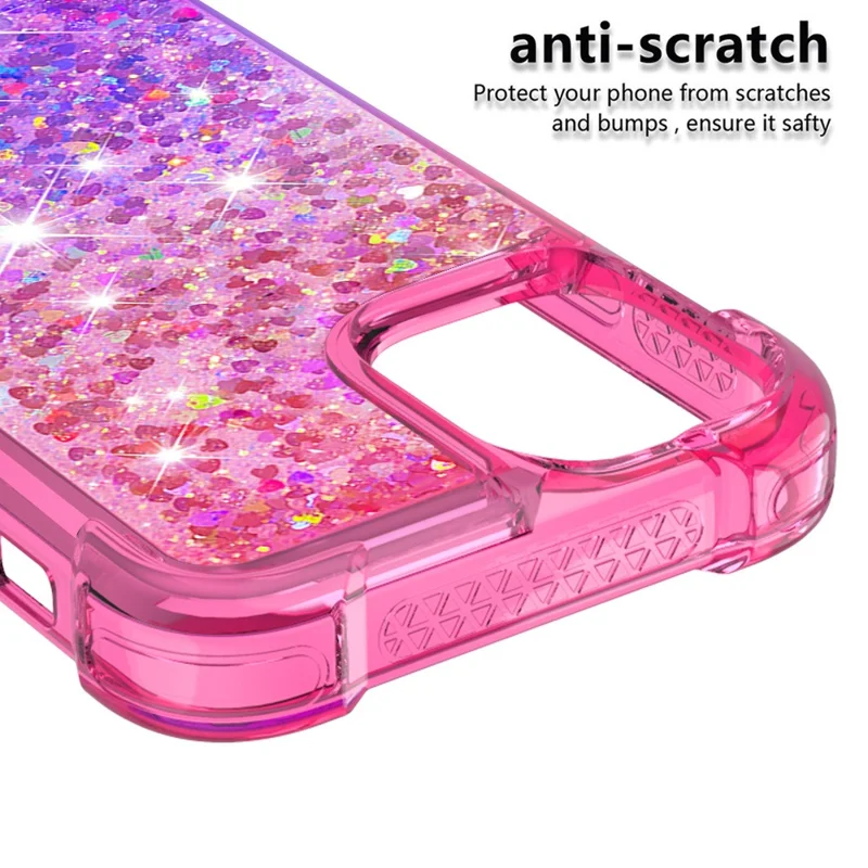 Gradient Quicksand Series Sparkle Liquid Waterfall Luxury TPU Bumper Case for iPhone 13 Pro Max 6.7 inch - Pink/Purple
