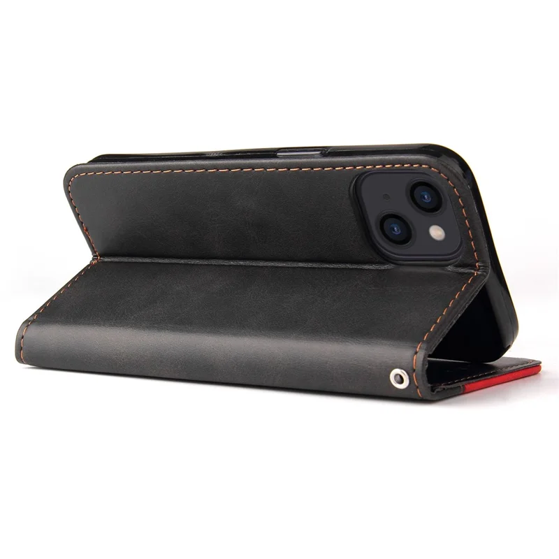 Business Style Anti-drop Dual-color Splicing Design Phone Case for iPhone 13 6.1 inch - Red