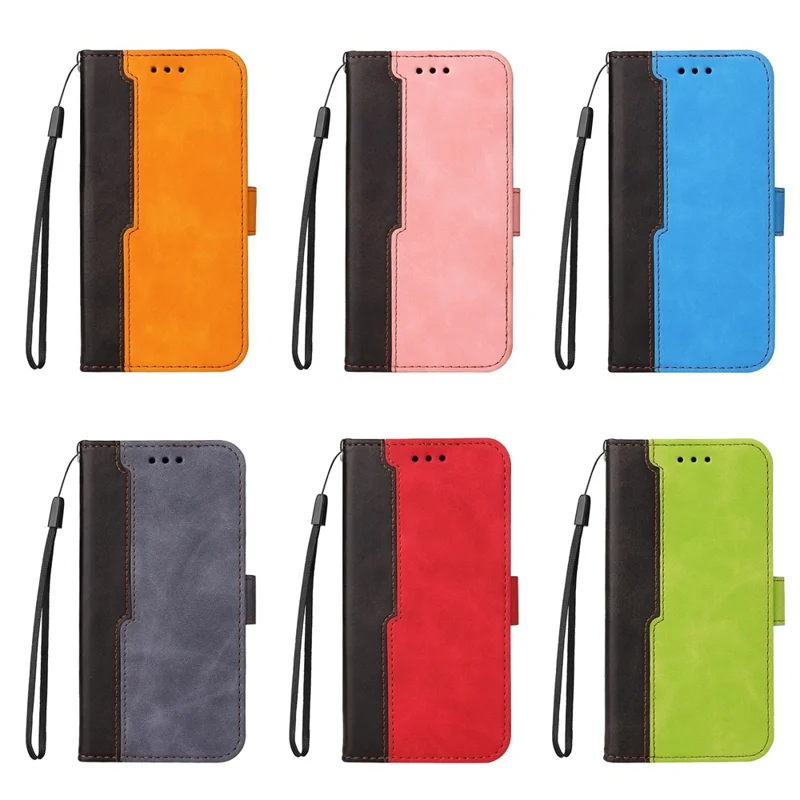 Business Style Anti-drop Dual-color Splicing Design Phone Case for iPhone 13 6.1 inch - Red