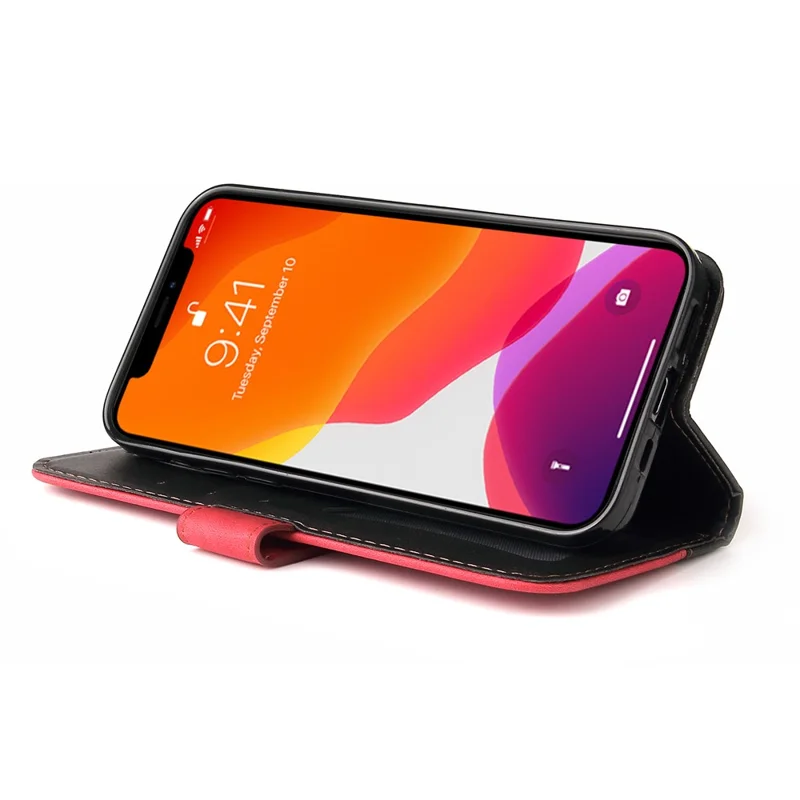 Business Style Anti-drop Dual-color Splicing Design Phone Case for iPhone 13 6.1 inch - Red