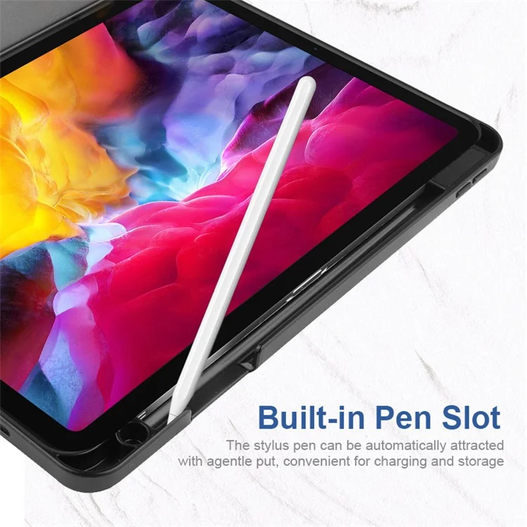 Enkay Hat Prince Tri-fold Stand Automotor Automático / Sleep PU Leather Tablet Case Com Caneta Para Ipad Pro de 11 Polegadas (2020)/(2020) - Preto