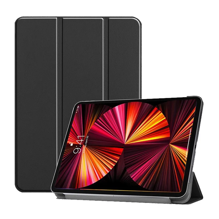 Enkay Hut Prince Triufold Stand Folio Schutzfall Cover Mit Auto Wake / Schlaf Für Ipad Pro 11-zoll (2021) /(2020) - Schwarz