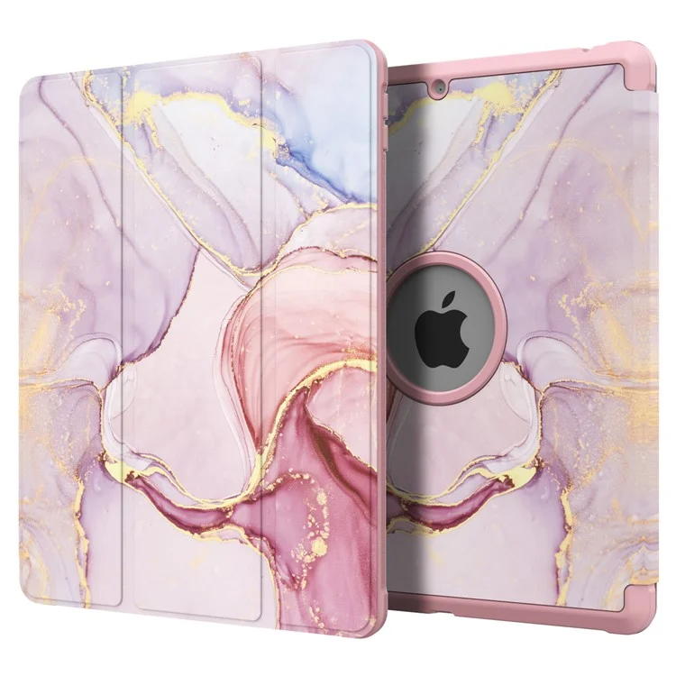 Musterdruck Tri-fold Stand PU Leder Tablet Hüllenabdeckung Für Ipad 10.2 (2021)/(2020)/(2019) - Marmormuster/rosa