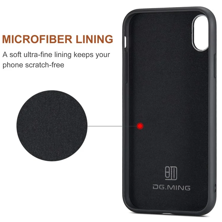 DG.MING M2 Series Détachable 2 en 1 Conception de portefeuille magnétique Étui de protection hybride pour téléphone avec support pour iPhone XR 6.1 pouces - Rouge