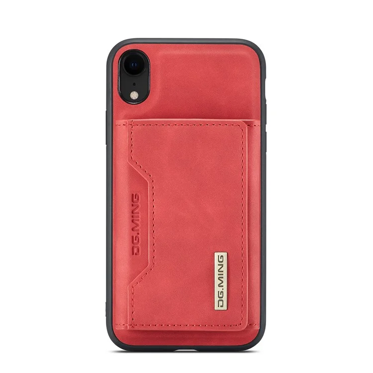 DG.MING M2 Series Détachable 2 en 1 Conception de portefeuille magnétique Étui de protection hybride pour téléphone avec support pour iPhone XR 6.1 pouces - Rouge