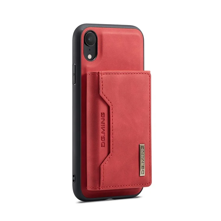 DG.MING M2 Series Détachable 2 en 1 Conception de portefeuille magnétique Étui de protection hybride pour téléphone avec support pour iPhone XR 6.1 pouces - Rouge