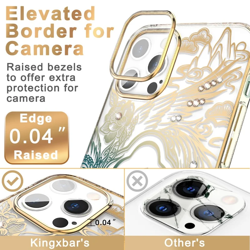 KINGXBAR Phoenix Nirvana Clear Sparkly Rhinestone Electroplating PC Shockproof Protective Cover for iPhone 12 / 12 Pro 6.1 inch - New Life