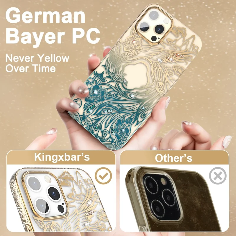 KINGXBAR Phoenix Nirvana Clear Sparkly Rhinestone Electroplating PC Shockproof Protective Cover for iPhone 12 / 12 Pro 6.1 inch - New Life