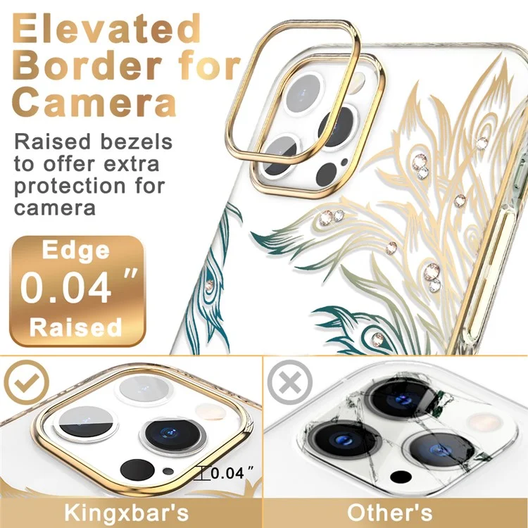 KINGXBAR PHOENIX NIRVANE GRADIENT GRATIENT GLITANT SHINESTONE SHINESTONE GOLD COUVERT DE PROTECTION HYBRIDE PC POUR IPHONE 12 PRO Max 6,7 Pouces - Monter En Flèche