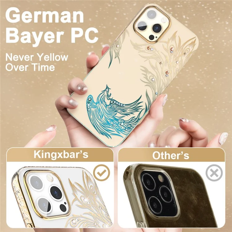 KINGXBAR PHOENIX NIRVANE GRADIENT GRATIENT GLITANT SHINESTONE SHINESTONE GOLD COUVERT DE PROTECTION HYBRIDE PC POUR IPHONE 12 PRO Max 6,7 Pouces - Monter En Flèche