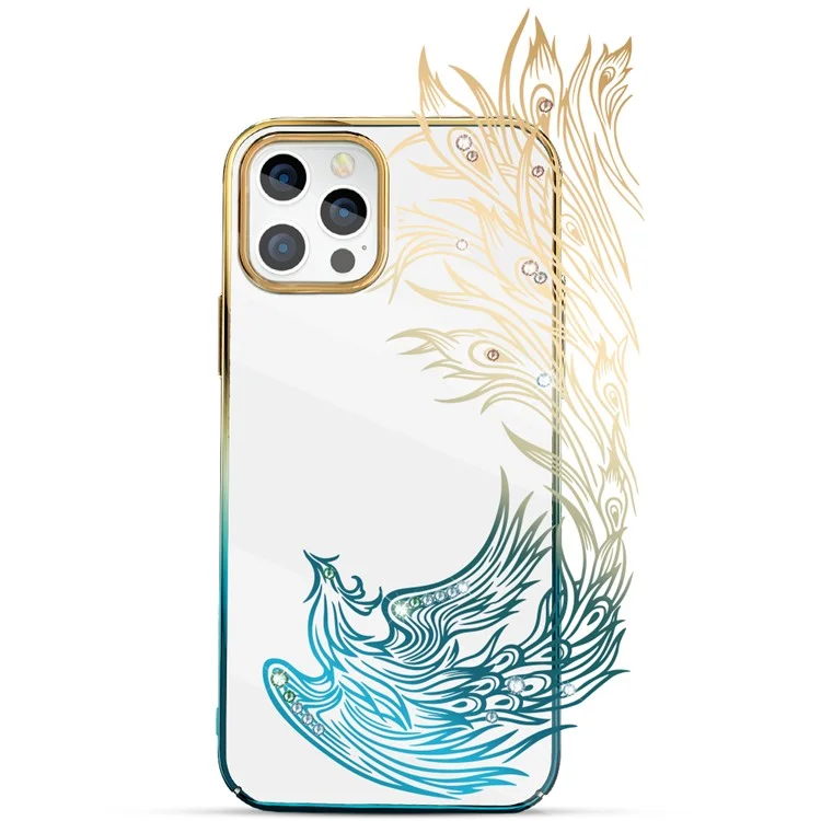 KINGXBAR PHOENIX NIRVANE GRADIENT GRATIENT GLITANT SHINESTONE SHINESTONE GOLD COUVERT DE PROTECTION HYBRIDE PC POUR IPHONE 12 PRO Max 6,7 Pouces - Monter En Flèche