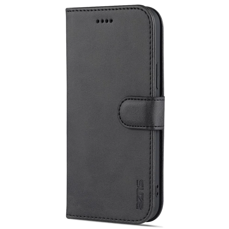 AZNS PU Leather All-round Protection Phone Cover Wallet Stand Case for iPhone 12 Pro Max 6.7 inch - Black