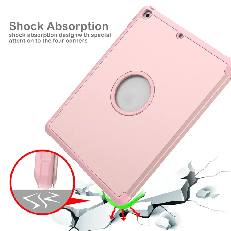 A07 Drop-Resistance Tri-Fold Leather Tablet Case Cover für iPad 10.2 (2021)/(2020)/(2019) - Roségold