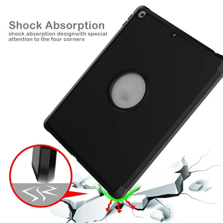 Étui de tablette en cuir pliable à trois volets A07 résistant aux chutes pour iPad 10.2 (2021)/(2020)/(2019) - Noir