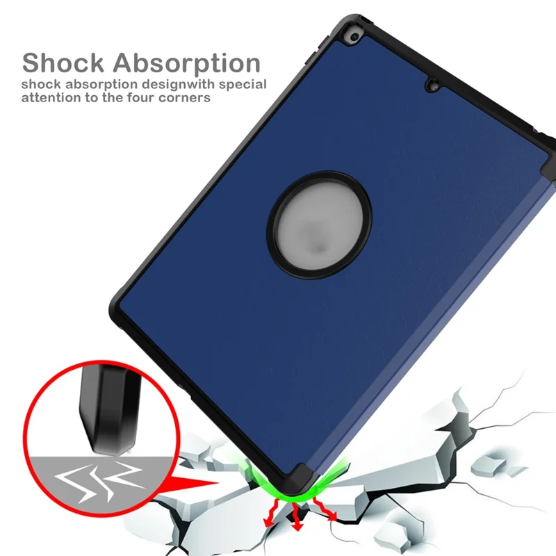 A07 Drop-Resistance Tri-Fold Leather Tablet Case Cover for iPad 10.2 (2021)/(2020)/(2019) - Blue