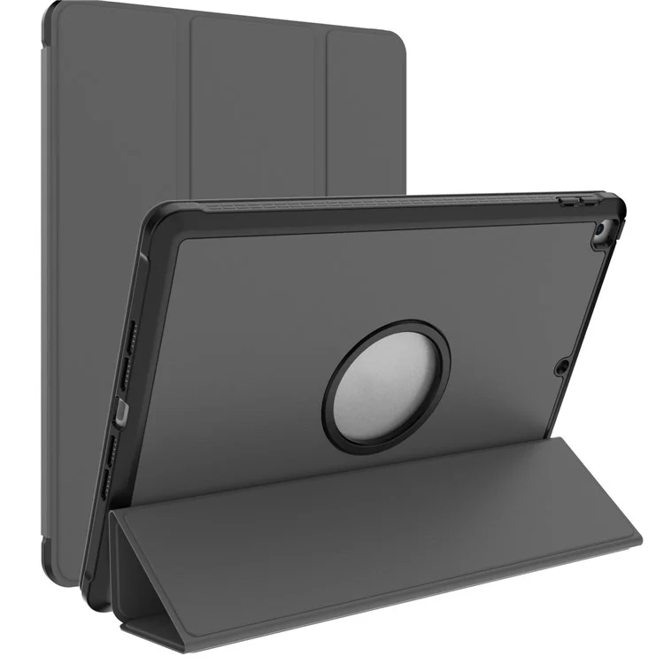 A07 Drop-Resistance Tri-Fold Leather Tablet Case Cover for iPad 10.2 (2021)/(2020)/(2019) - Grey