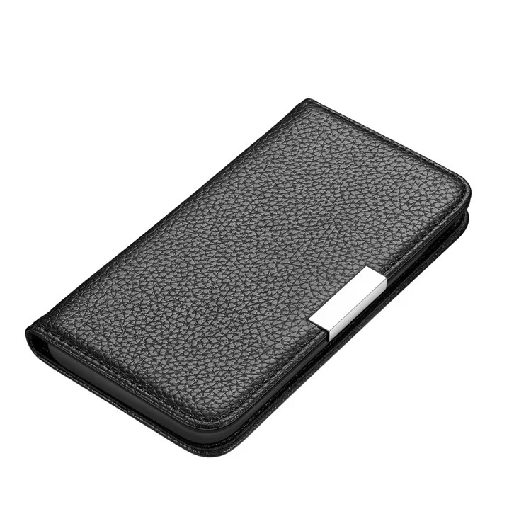 Full Protective Litchi Texture Metal Buckle Auto-absorbed Leather Case for iPhone 13 mini 5.4 inch - Black