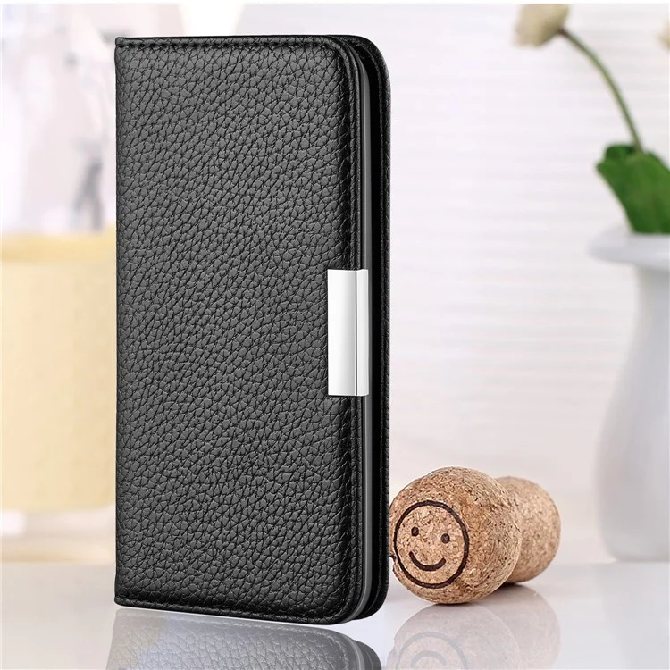 Full Protective Litchi Texture Metal Buckle Auto-absorbed Leather Case for iPhone 13 mini 5.4 inch - Black