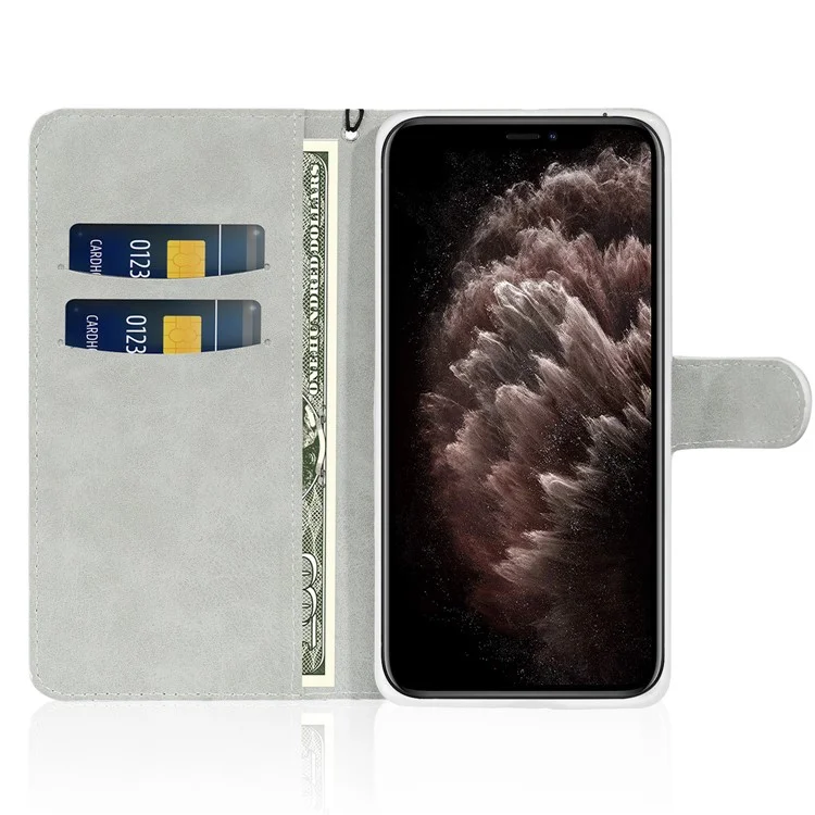 Riemendesign Glitzerpoeder leren Portemonnee Telefoonstandaard Beschermhoes voor iPhone 13 6.1 inch - Goud