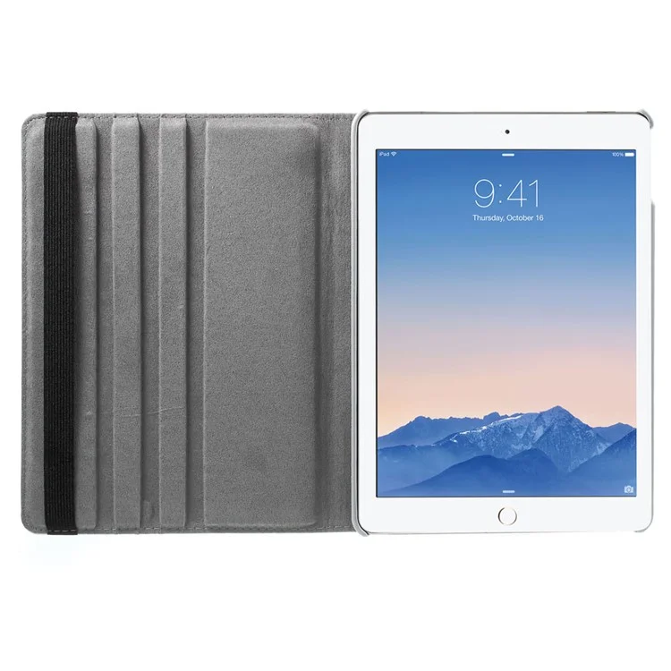 Stand Rotante 360 ​​gradi Litchi Grain Smart in Pelle Intelligente Per Ipad Air 2 - D'argento