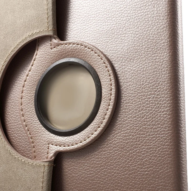 360 Degree Rotary Stand Litchi Grain Smart Leather Cover for iPad Air 2 - Rose Gold