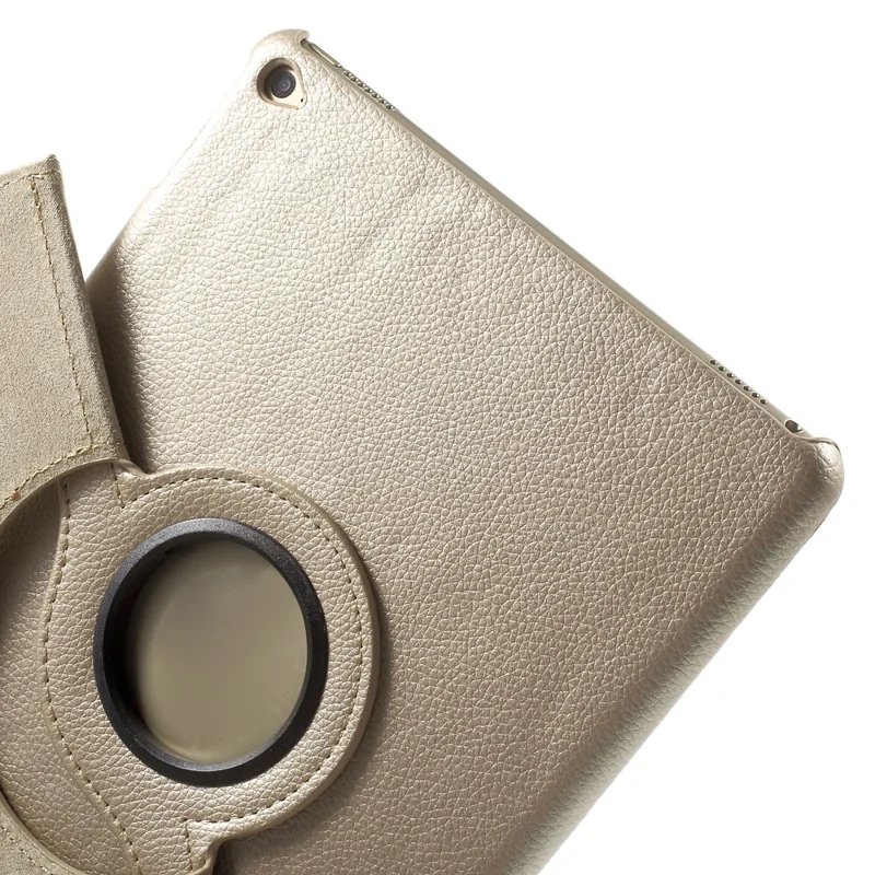 360 Degree Rotary Stand Litchi Grain Smart Leather Shell for iPad Air 2 -  Gold