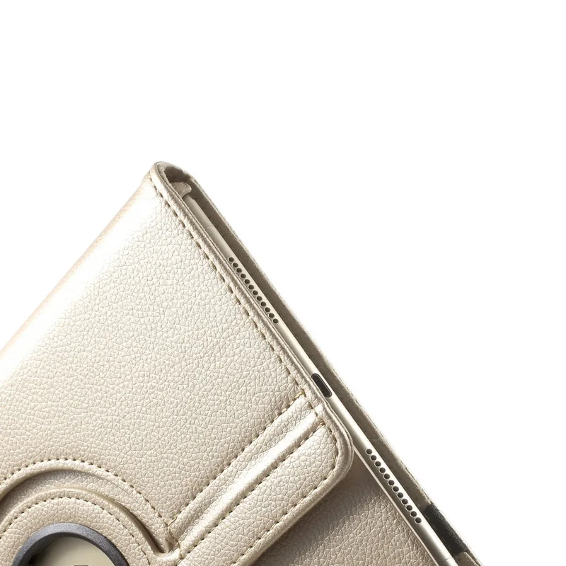 360 Degree Rotary Stand Litchi Grain Smart Leather Shell for iPad Air 2 -  Gold