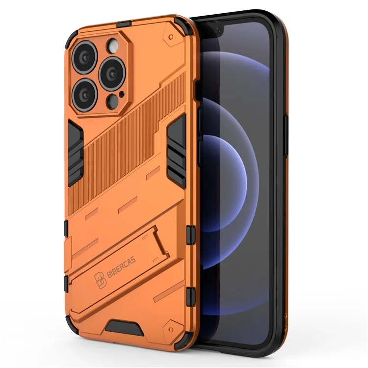 Drop Tested Kickstand Hybrid Hard PC Back Soft TPU Bumper Protective Case for iPhone 13 Pro 6.1 inch - Orange
