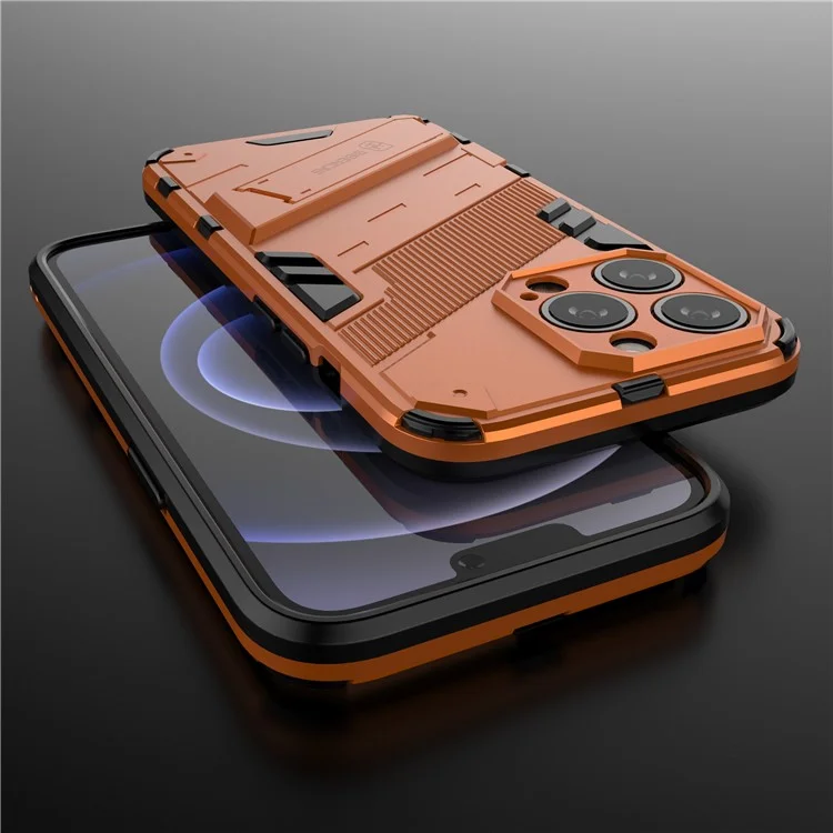 Drop Tested Kickstand Hybrid Hard PC Back Soft TPU Bumper Protective Case for iPhone 13 Pro 6.1 inch - Orange