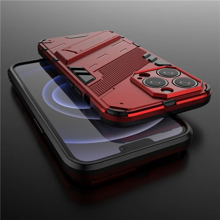 Drop Probado de Kickstand Híbrido PC Duro Back Soft TPU Bumper Case de Protección Para Iphone 13 Pro 6.1 Pulgadas - Rojo