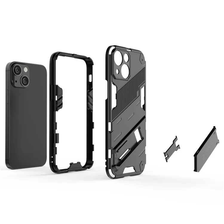 Military Grade Kickstand Hard PC Soft TPU Rugged Heavy Duty Dual Layer Phone Case for iPhone 13 mini 5.4 inch - Black