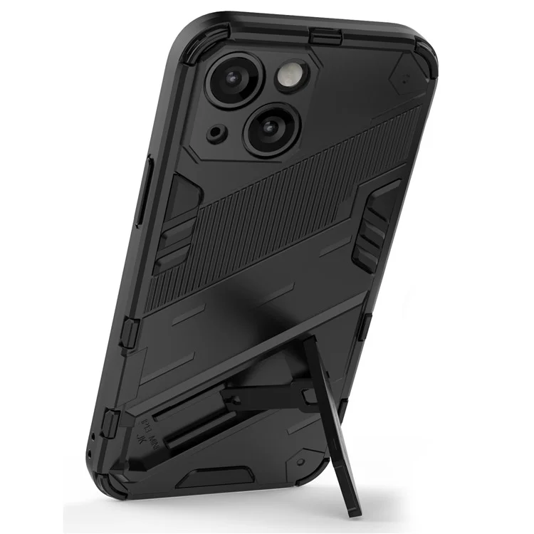 Military Grade Kickstand Hard PC Soft TPU Rugged Heavy Duty Dual Layer Phone Case for iPhone 13 mini 5.4 inch - Black