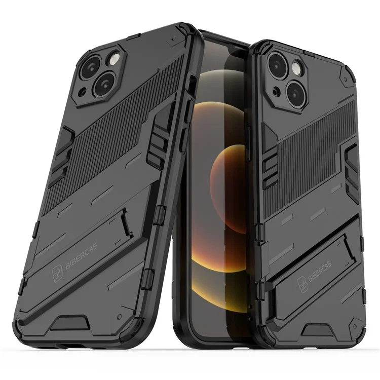 Custodia protettiva Kickstand Hybrid a doppio strato in PC rigido e TPU morbido antiurto per iPhone 13 6.1 pollici - Nero