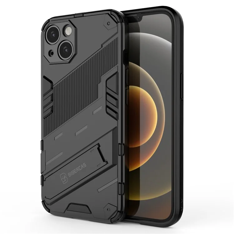Custodia protettiva Kickstand Hybrid a doppio strato in PC rigido e TPU morbido antiurto per iPhone 13 6.1 pollici - Nero