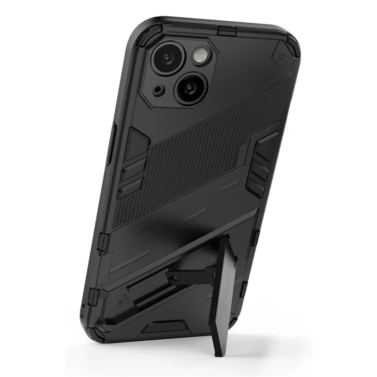 Custodia protettiva Kickstand Hybrid a doppio strato in PC rigido e TPU morbido antiurto per iPhone 13 6.1 pollici - Nero