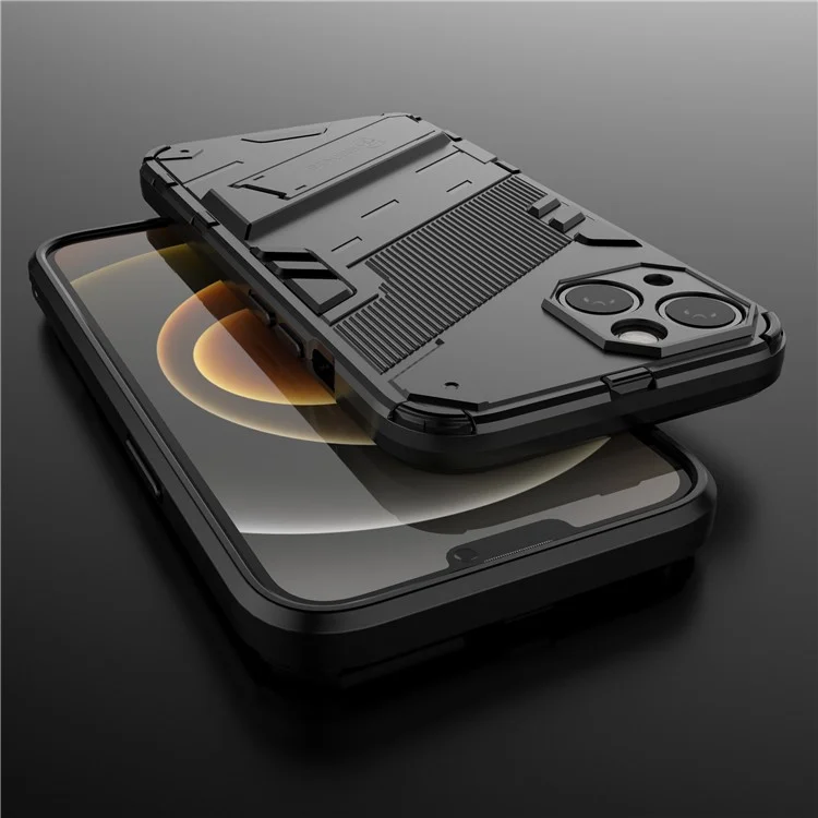 Custodia protettiva Kickstand Hybrid a doppio strato in PC rigido e TPU morbido antiurto per iPhone 13 6.1 pollici - Nero