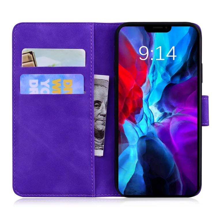 Pure Color Drop-resistant Leather Mobile Phone Cover Case für iPhone 13 6.1 inch - Lila