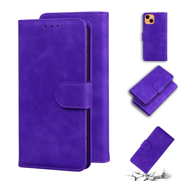 Pure Color Drop-resistant Leather Mobile Phone Cover Case für iPhone 13 6.1 inch - Lila