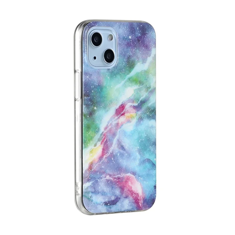 Slim Marble Pattern IMD Design Anti-Scratch TPU Phone Cover for iPhone 13 6.1 inch - Blue Starry Sky