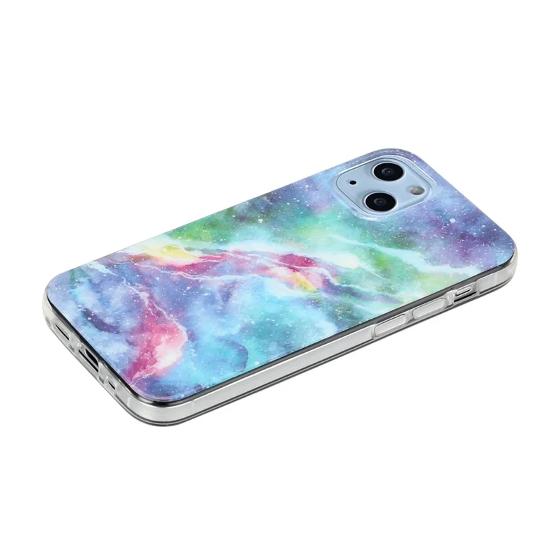 Slim Marble Pattern IMD Design Anti-Scratch TPU Phone Cover for iPhone 13 6.1 inch - Blue Starry Sky