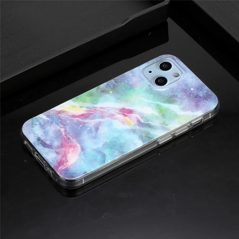 Slim Marble Pattern IMD Design Anti-Scratch TPU Phone Cover for iPhone 13 6.1 inch - Blue Starry Sky
