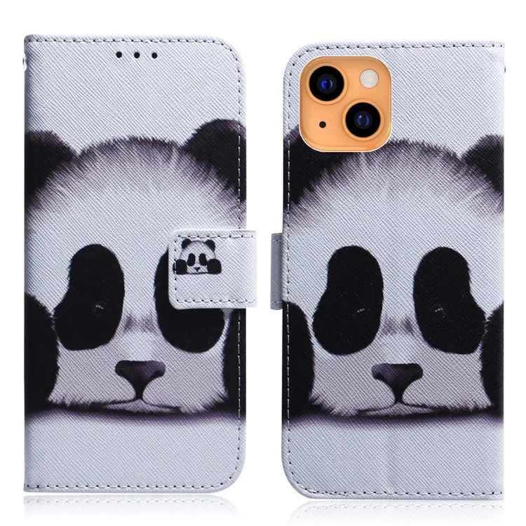 Pattern Printing PU Leather Wallet Shockproof Magnetic Folio Flip Book Cover for iPhone 13 mini 5.4 inch - Cute Panda