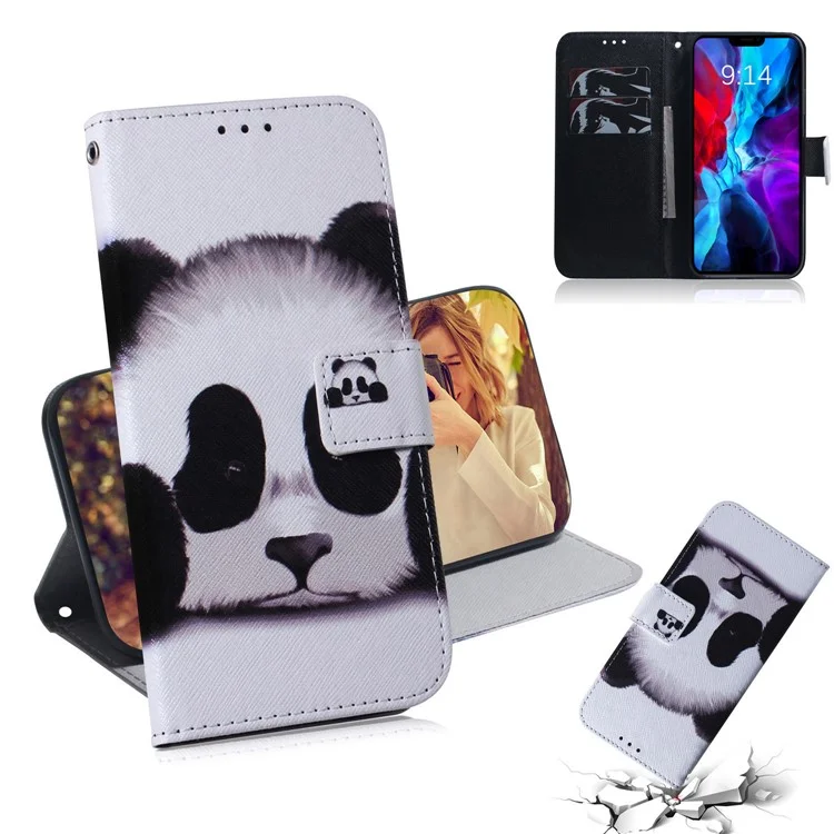 Pattern Printing PU Leather Wallet Shockproof Magnetic Folio Flip Book Cover for iPhone 13 mini 5.4 inch - Cute Panda