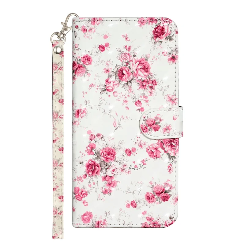 Anti-fall Pattern Printing Wallet Leather Phone Case Cover for iPhone 13 Pro Max 6.7 inch - Rose