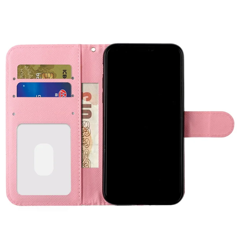 Anti-fall Pattern Printing Wallet Leather Phone Case Cover for iPhone 13 Pro Max 6.7 inch - Rose