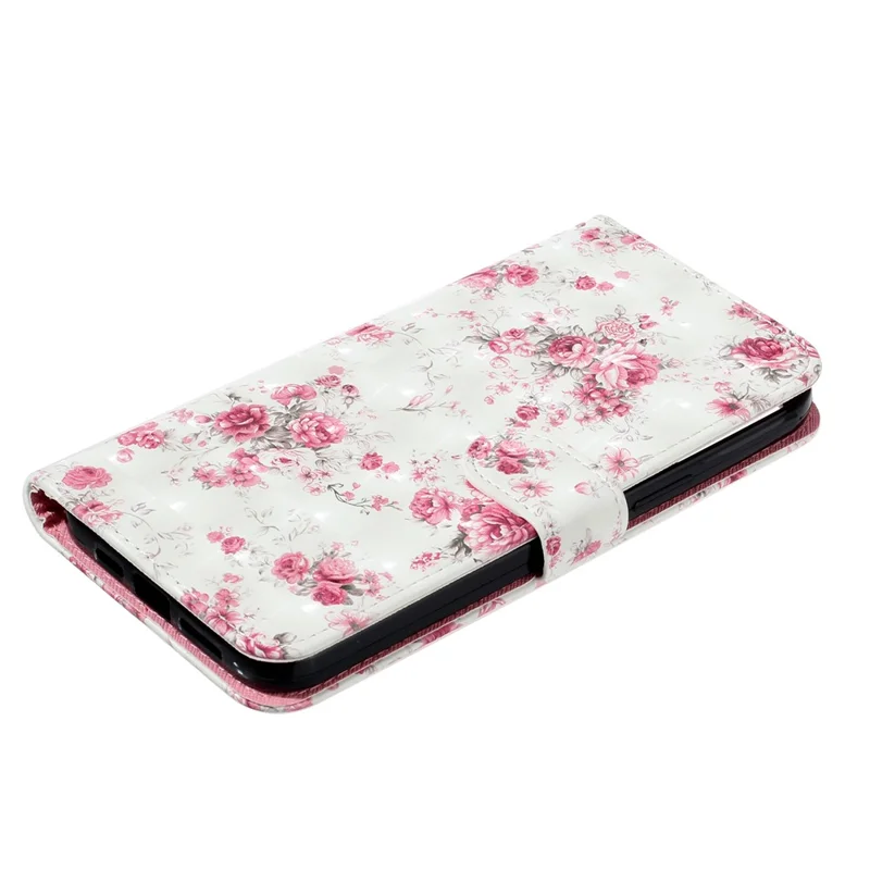 Anti-fall Pattern Printing Wallet Leather Phone Case Cover for iPhone 13 Pro Max 6.7 inch - Rose