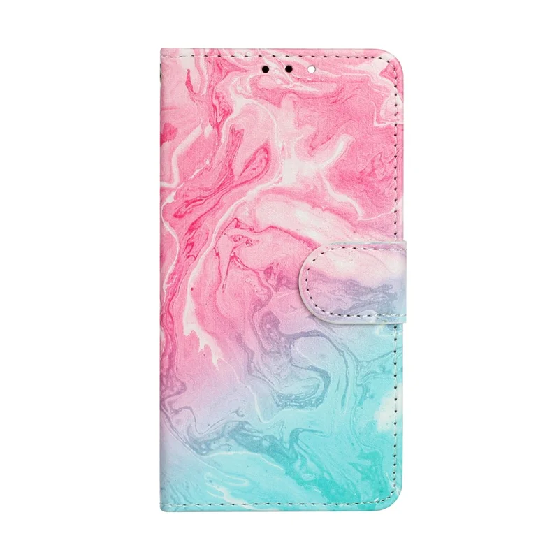 Pattern Printing PU Leather Wallet Design Phone Case Cover for iPhone 13 mini 5.4 inch - Pink Green