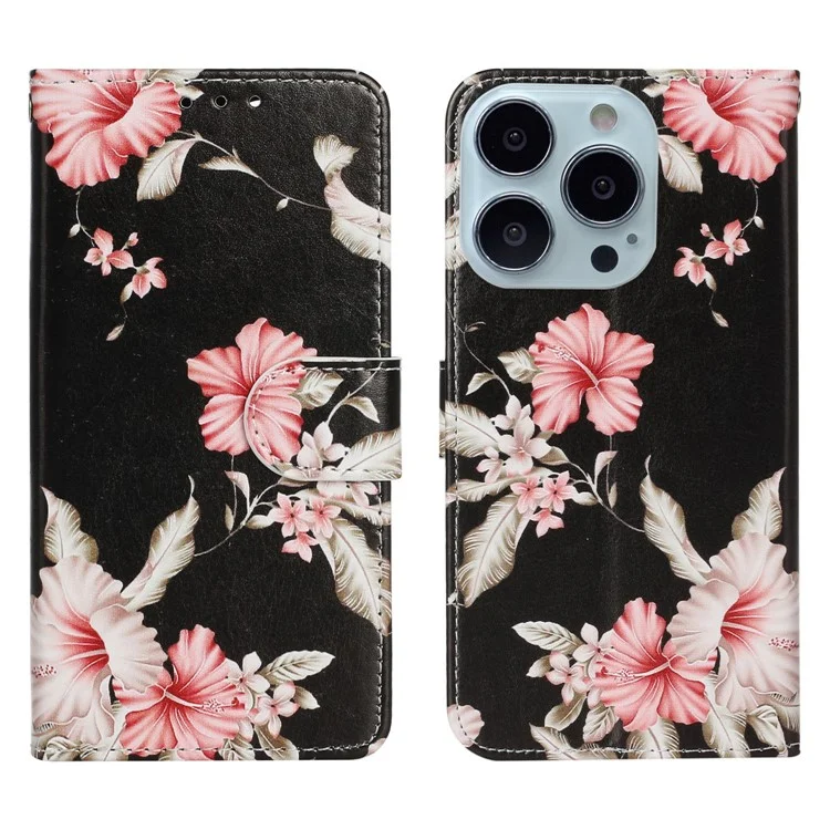 Pattern Printing Wallet Stand Phone Leather Case Cover for iPhone 13 Pro 6.1 inch - Azalea